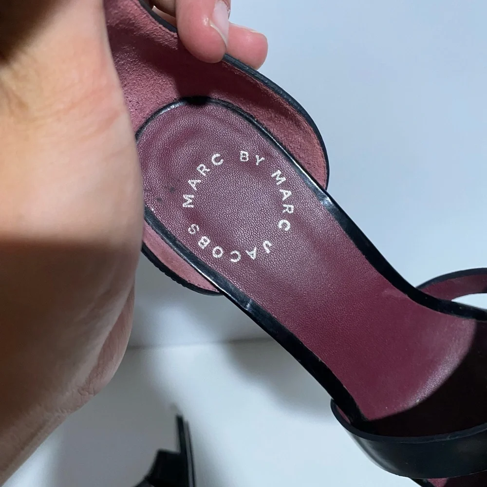 Marc Jacobs Jamie‎ Stud Strap Half Moon Sandal Hight Heel Shoes 36